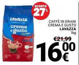 Supermercati Gulliver Caffè in grani crema e gusto Lavazza offerta