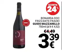 Supermercati Gulliver Bonarda DOC frizzante Fradei Guido Mazzarello offerta