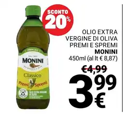 Supermercati Gulliver Olio extra vergine di oliva Premi e Spremi Monini offerta