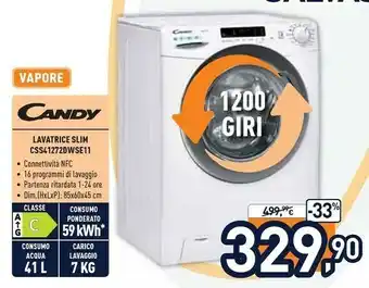 Unieuro Smart css41272dwse-11 lavatrice caricamento frontale 7 kg 1200 giri/min c bianco offerta