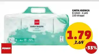 PENNY Carta igienica 8 rotoli offerta