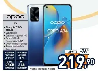 Unieuro A74 16,3 cm (6.43") doppia sim coloros 11.1 4g usb tipo-c 6 gb 128 gb 5000 mah blu offerta