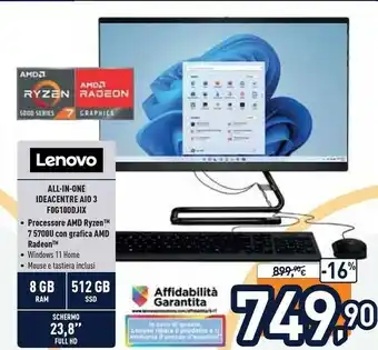 Unieuro All-in-one ideacentre aio 3 f0g100djix offerta
