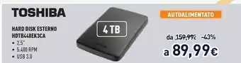 Unieuro Hard disk interno hdtb440ek3ca offerta