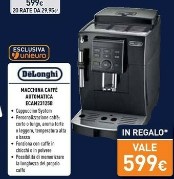 Unieuro Delonghi macchina caffè automatica ecam23125b offerta