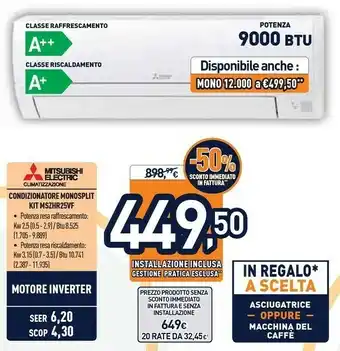 Unieuro Electric msz-hr25vf condizionatore fisso condizionatore unità interna bianco offerta