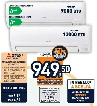 Unieuro Electric condizionatore dualsplit kit smart 9+12 offerta