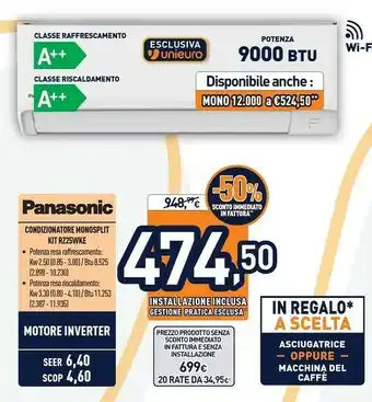 Unieuro Condizionatore monosplit kit rz25wke offerta