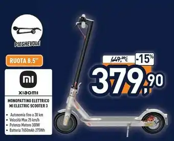 Unieuro Mi electric scooter 3 monopattino elettrico offerta
