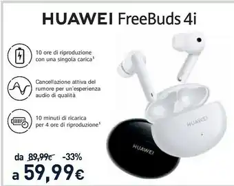 Unieuro Freebuds 4i cuffia auricolare bluetooth nero offerta