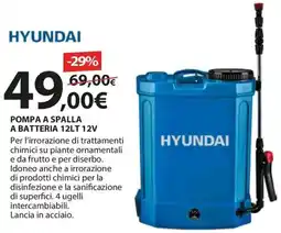 Kreo Brico e Casa Hyundai Pompa a spalla a batteria 12LT 12V offerta