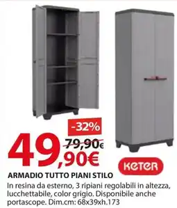 Kreo Brico e Casa Keter Armadio tutto piani stilo offerta