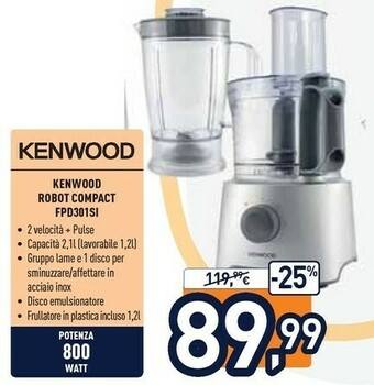 Unieuro Multipro compact fdp301si robot da cucina 2,1 l grigio, argento, trasparente 800 w offerta