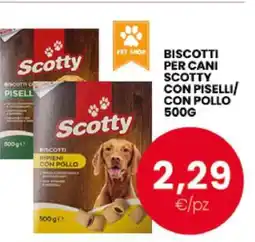 Eurospar BISCOTTI PER CANI SCOTTY CON PISELLI/CON POLLO 500G offerta