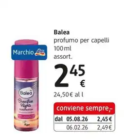 dm drogerie markt Balea profumo per capelli offerta