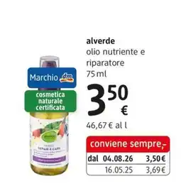 dm drogerie markt alverde olio nutriente e riparatore offerta