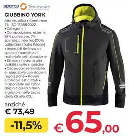 Progress Giubbino York Sparco offerta