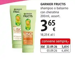 dm drogerie markt Garnier Fructis shampoo o balsamo con cheratina offerta