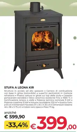Progress Stufa a legna Kir offerta