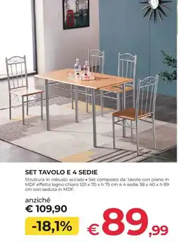 Progress Set tavolo e 4 sedie offerta