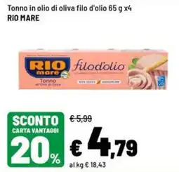 Iper La Grande Tonno filodolio Rio Mare offerta