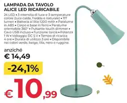 Progress Lampada da tavolo Alice LED ricaricabile offerta