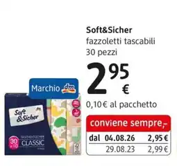 dm drogerie markt Soft&Sicher fazzoletti tascabili offerta