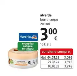 dm drogerie markt alverde burro corpo offerta