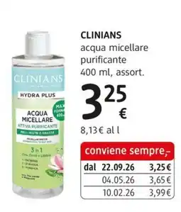 dm drogerie markt Clinians acqua micellare purificante offerta