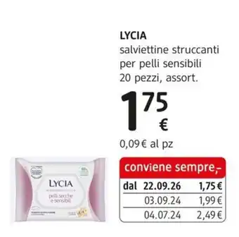 Lycia salviettine struccanti per pelli sensibili