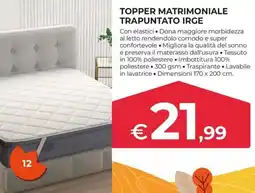 Progress Topper matrimoniale trapuntato Irges offerta