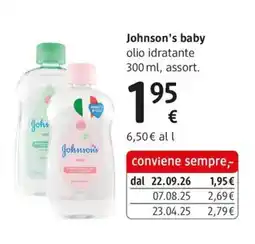 dm drogerie markt Johnson's baby olio idratante offerta