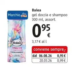 dm drogerie markt Balea gel doccia e shampoo offerta