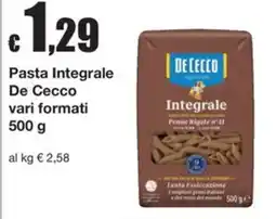 Sì con te Supermercati Pasta Integrale De Cecco offerta
