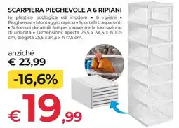 Progress Scarpiera pieghevole a 6 ripiani offerta