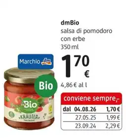 dm drogerie markt dmBio salsa di pomodoro con erbe offerta