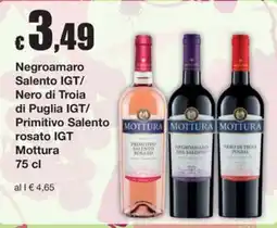 Sì con te Superstore Negroamaro Salento IGT/ Nero di Troia di Puglia IGT/ Primitivo Salento rosato IGT Mottura offerta