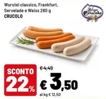 Wurstel classico, Frankfurt, Servelade e Weiss CRUCOLO