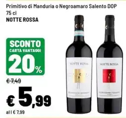 Iper La Grande Notte Rossa Primitivo di Manduria o Negroamaro Salento DOP offerta