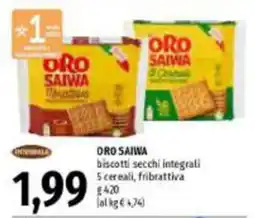 Emi Supermercati Oro Saiwa biscotti secchi integrali 5 cereali, fribrattiva offerta