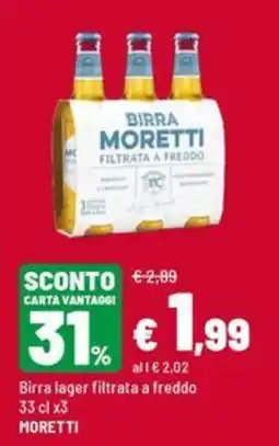 Iper La Grande Birra lager filtrata a freddo Moretti offerta