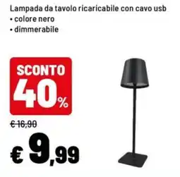 Iper La Grande Lampada da tavolo ricaricabile con cavo usb offerta