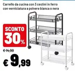 Iper La Grande Carrello da cucina con 3 cestini in ferro offerta