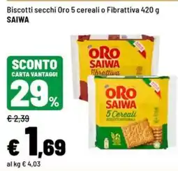 Iper La Grande Biscotti secchi Oro 5 cereali o Fibrattiva SAIWA offerta