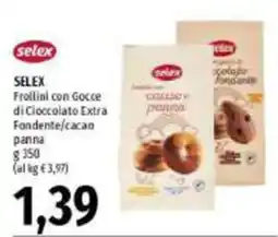 Emi Supermercati Selex Frollini con Gocce di Cioccolato Extra Fondente/cacao panna offerta