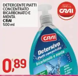 Crai Detersivo piatti concentrato bicarbonato e menta Crai offerta