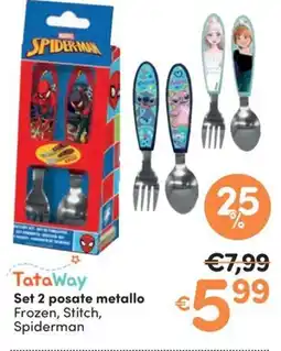 Ideal Bimbo Set 2 posate metallo Frozen, Stitch, Spiderman offerta