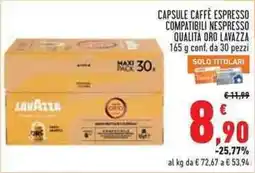 Conad City Capsule caffè espresso compatibili Nespresso qualità Oro Lavazza offerta