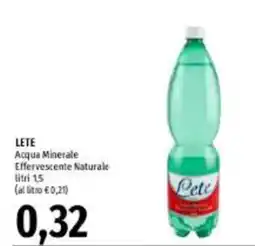 Emi Supermercati Lete Acqua Minerale Effervescente Naturale offerta