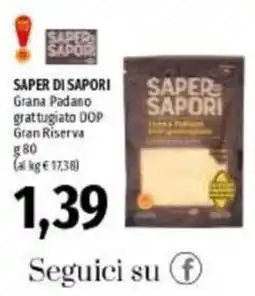 Emi Supermercati Saper di Sapori Grana Padano grattugiato DOP Gran Riserva offerta